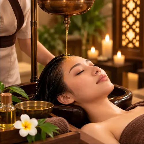 Shirodhara with Hair Wash and Dry treatment at D'Bintan Salon Day Spa