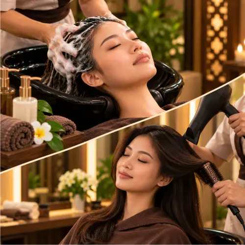 Hair Wash and Dry treatment at D'Bintan Salon Day Spa